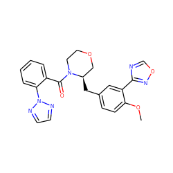 COc1ccc(C[C@@H]2COCCN2C(=O)c2ccccc2-n2nccn2)cc1-c1ncon1 ZINC000205628757