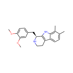 COc1ccc(C[C@@H]2NCCc3c2[nH]c2c(C)c(C)ccc32)cc1OC ZINC000026668142