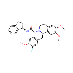 COc1ccc(C[C@@H]2c3cc(OC)c(OC)cc3CCN2CC(=O)N[C@@H]2CCc3ccccc32)cc1F ZINC000045496558