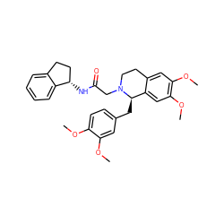 COc1ccc(C[C@@H]2c3cc(OC)c(OC)cc3CCN2CC(=O)N[C@H]2CCc3ccccc32)cc1OC ZINC000001494287