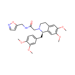 COc1ccc(C[C@@H]2c3cc(OC)c(OC)cc3CCN2CC(=O)NCc2ccno2)cc1OC ZINC000040424110