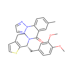 COc1ccc(C[C@@H]2c3sccc3CCN2C(=O)c2cc(C)ccc2-n2nccn2)cc1OC ZINC000653795648