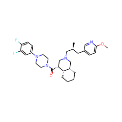 COc1ccc(C[C@H](C)CN2C[C@@H](C(=O)N3CCN(c4ccc(F)c(F)c4)CC3)[C@H]3CCCC[C@H]3C2)cn1 ZINC000003955065