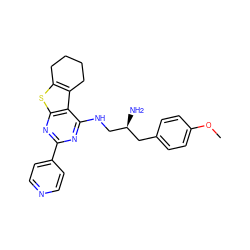 COc1ccc(C[C@H](N)CNc2nc(-c3ccncc3)nc3sc4c(c23)CCCC4)cc1 ZINC000223665997