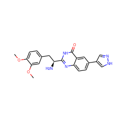 COc1ccc(C[C@H](N)c2nc3ccc(-c4cn[nH]c4)cc3c(=O)[nH]2)cc1OC ZINC000095592021