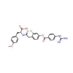 COc1ccc(C[C@H](NC(=O)Cc2ccc(OC(=O)c3ccc(NC(=N)N)cc3)cc2Cl)C(=O)O)cc1 ZINC001772599401