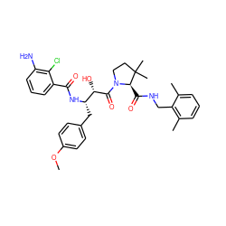 COc1ccc(C[C@H](NC(=O)c2cccc(N)c2Cl)[C@H](O)C(=O)N2CCC(C)(C)[C@H]2C(=O)NCc2c(C)cccc2C)cc1 ZINC000029131864
