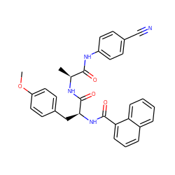 COc1ccc(C[C@H](NC(=O)c2cccc3ccccc23)C(=O)N[C@@H](C)C(=O)Nc2ccc(C#N)cc2)cc1 ZINC000029240590