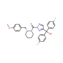 COc1ccc(C[C@H]2CCCCN2C(=O)n2ncc(C(O)(c3ccc(F)cc3)c3ccc(F)cc3)n2)cc1 ZINC001772570282