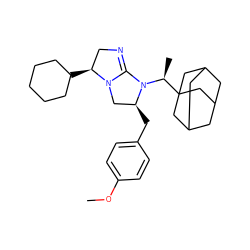 COc1ccc(C[C@H]2CN3C(=NC[C@@H]3C3CCCCC3)N2[C@@H](C)C23CC4CC(CC(C4)C2)C3)cc1 ZINC000027205242