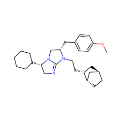 COc1ccc(C[C@H]2CN3C(=NC[C@@H]3C3CCCCC3)N2CC[C@@H]2C[C@H]3CC[C@H]2C3)cc1 ZINC000253791758