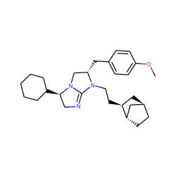 COc1ccc(C[C@H]2CN3C(=NC[C@H]3C3CCCCC3)N2CC[C@H]2C[C@H]3CC[C@H]2C3)cc1 ZINC000253791766