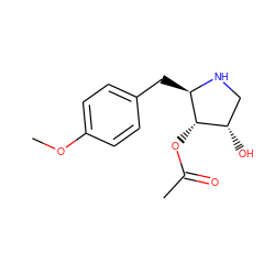 COc1ccc(C[C@H]2NC[C@H](O)[C@@H]2OC(C)=O)cc1 ZINC000003871569