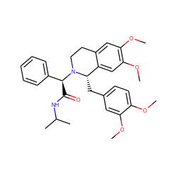 COc1ccc(C[C@H]2c3cc(OC)c(OC)cc3CCN2[C@@H](C(=O)NC(C)C)c2ccccc2)cc1OC ZINC000096282665