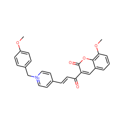 COc1ccc(C[n+]2ccc(/C=C/C(=O)c3cc4cccc(OC)c4oc3=O)cc2)cc1 ZINC000095558672