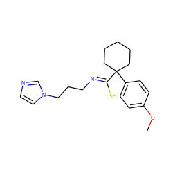 COc1ccc(C2(/C(S)=N/CCCn3ccnc3)CCCCC2)cc1 ZINC000013679650