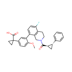 COc1ccc(C2(C(=O)O)CC2)cc1-c1ccc(F)c2c1CN(C(=O)[C@@H]1C[C@H]1c1ccccc1)CC2 ZINC000143957790