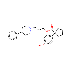 COc1ccc(C2(C(=O)OCCCN3CCC(c4ccccc4)CC3)CCCC2)cc1 ZINC000013737411