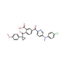 COc1ccc(C2(C(=O)c3ccc(C(=O)c4ccc(N(C)c5ccc(Cl)cc5)cn4)cc3C(=O)O)CC2)cc1 ZINC000199274077