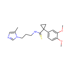 COc1ccc(C2(C(=S)NCCCn3cncc3C)CC2)cc1OC ZINC000045318414