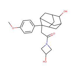 COc1ccc(C2(CC(=O)N3CC(O)C3)C3CC4CC2CC(C3)C4O)cc1 ZINC000202369948