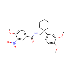 COc1ccc(C2(CNC(=O)c3ccc(OC)c([N+](=O)[O-])c3)CCCCC2)cc1OC ZINC000000797599