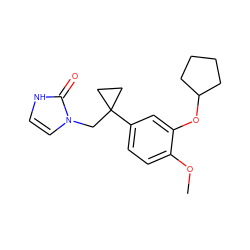 COc1ccc(C2(Cn3cc[nH]c3=O)CC2)cc1OC1CCCC1 ZINC000000024219