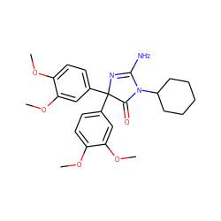 COc1ccc(C2(c3ccc(OC)c(OC)c3)N=C(N)N(C3CCCCC3)C2=O)cc1OC ZINC000218573373