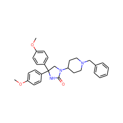 COc1ccc(C2(c3ccc(OC)cc3)CN(C3CCN(Cc4ccccc4)CC3)C(=O)N2)cc1 ZINC000034802343