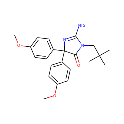 COc1ccc(C2(c3ccc(OC)cc3)N=C(N)N(CC(C)(C)C)C2=O)cc1 ZINC000218869678