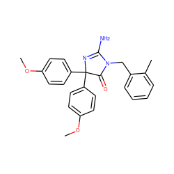 COc1ccc(C2(c3ccc(OC)cc3)N=C(N)N(Cc3ccccc3C)C2=O)cc1 ZINC000218894987