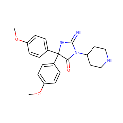 COc1ccc(C2(c3ccc(OC)cc3)NC(=N)N(C3CCNCC3)C2=O)cc1 ZINC000103243754