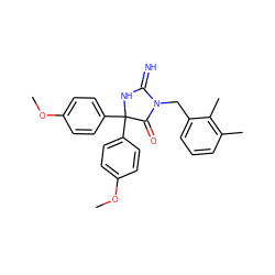 COc1ccc(C2(c3ccc(OC)cc3)NC(=N)N(Cc3cccc(C)c3C)C2=O)cc1 ZINC001772589881