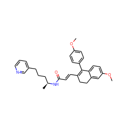 COc1ccc(C2=C(/C=C/C(=O)N[C@@H](C)CCCc3cccnc3)CCc3cc(OC)ccc32)cc1 ZINC000026722307