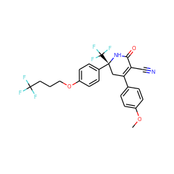 COc1ccc(C2=C(C#N)C(=O)N[C@](c3ccc(OCCCC(F)(F)F)cc3)(C(F)(F)F)C2)cc1 ZINC001772619400