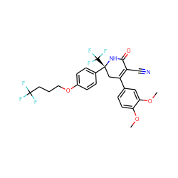 COc1ccc(C2=C(C#N)C(=O)N[C@](c3ccc(OCCCC(F)(F)F)cc3)(C(F)(F)F)C2)cc1OC ZINC001772624654