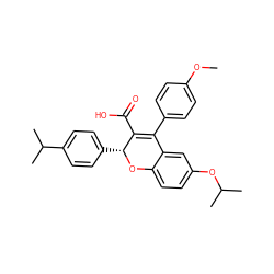 COc1ccc(C2=C(C(=O)O)[C@@H](c3ccc(C(C)C)cc3)Oc3ccc(OC(C)C)cc32)cc1 ZINC000013473403