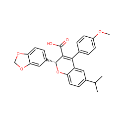 COc1ccc(C2=C(C(=O)O)[C@@H](c3ccc4c(c3)OCO4)Oc3ccc(C(C)C)cc32)cc1 ZINC000013473389