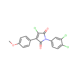 COc1ccc(C2=C(Cl)C(=O)N(c3ccc(Cl)c(Cl)c3)C2=O)cc1 ZINC000095594507