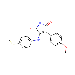 COc1ccc(C2=C(Nc3ccc(SC)cc3)C(=O)NC2=O)cc1 ZINC000014946034