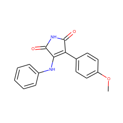 COc1ccc(C2=C(Nc3ccccc3)C(=O)NC2=O)cc1 ZINC000014945980