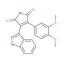 COc1ccc(C2=C(c3c[nH]c4ccccc34)C(=O)NC2=O)cc1OC ZINC000013681646