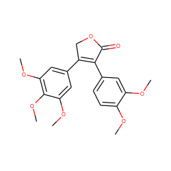 COc1ccc(C2=C(c3cc(OC)c(OC)c(OC)c3)COC2=O)cc1OC ZINC000049113011