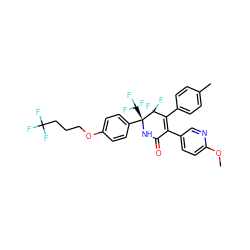 COc1ccc(C2=C(c3ccc(C)cc3)C(F)(F)[C@](c3ccc(OCCCC(F)(F)F)cc3)(C(F)(F)F)NC2=O)cn1 ZINC001772608519