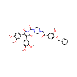 COc1ccc(C2=C(c3ccc(OC)c(OC)c3)C(=O)N(C(=O)N3CCN(CC(=O)c4ccc(OCc5ccccc5)c(OC)c4)CC3)C2=O)cc1OC ZINC000473090270