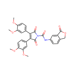 COc1ccc(C2=C(c3ccc(OC)c(OC)c3)C(=O)N(C(=O)Nc3ccc4c(c3)C(=O)OC4)C2=O)cc1OC ZINC000473089044