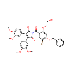 COc1ccc(C2=C(c3ccc(OC)c(OC)c3)C(=O)N(C(=O)c3cc(Br)c(OCc4ccccc4)cc3OCCO)C2=O)cc1OC ZINC000473087640