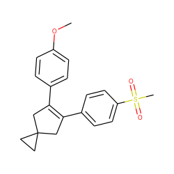 COc1ccc(C2=C(c3ccc(S(C)(=O)=O)cc3)CC3(CC3)C2)cc1 ZINC000003814734