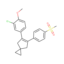 COc1ccc(C2=C(c3ccc(S(C)(=O)=O)cc3)CC3(CC3)C2)cc1Cl ZINC000003814514