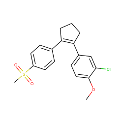 COc1ccc(C2=C(c3ccc(S(C)(=O)=O)cc3)CCC2)cc1Cl ZINC000013744278